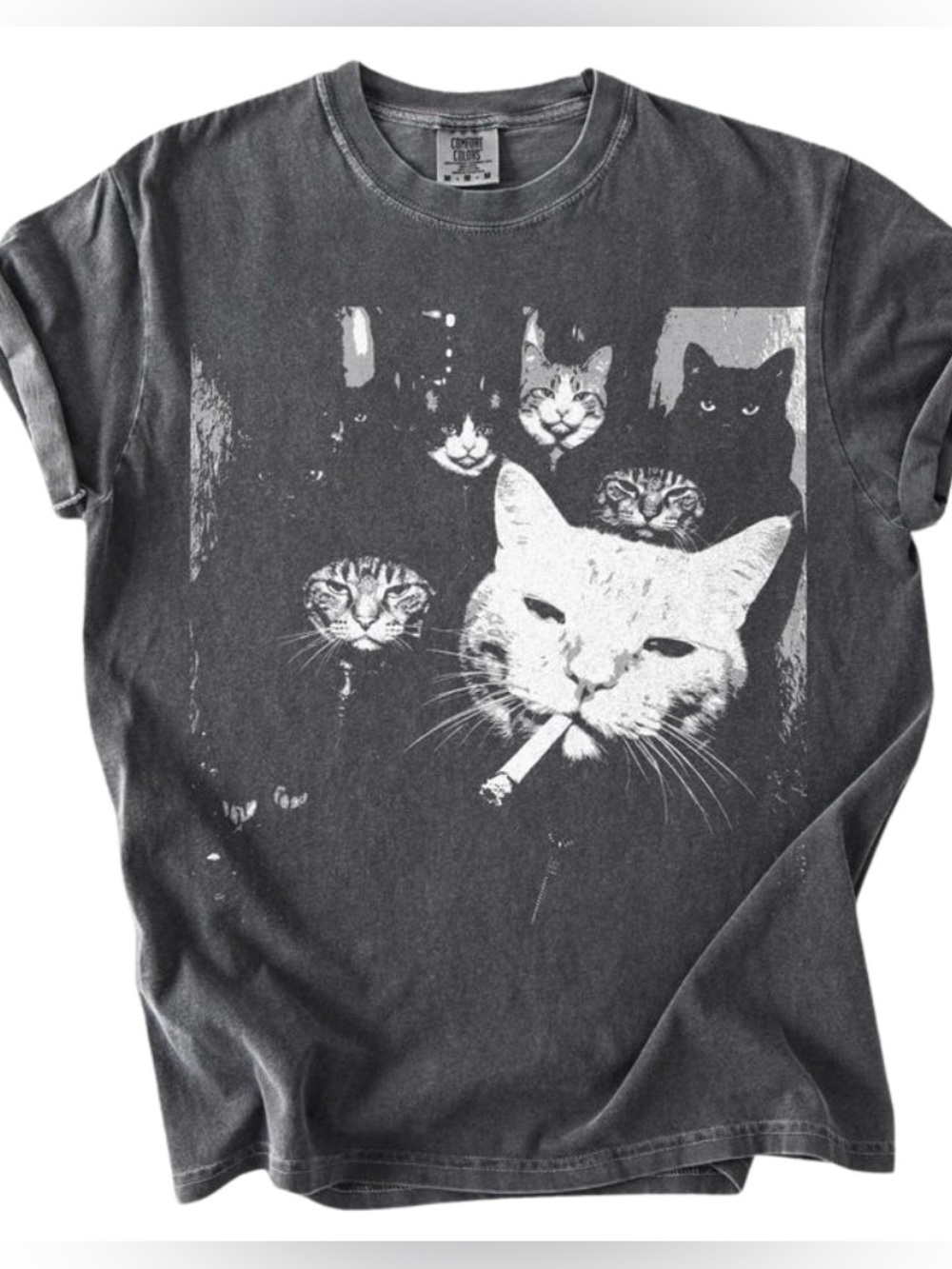 Funny Gangster Cat Comfort Colors Tee Vintage Cat Meme Shirt